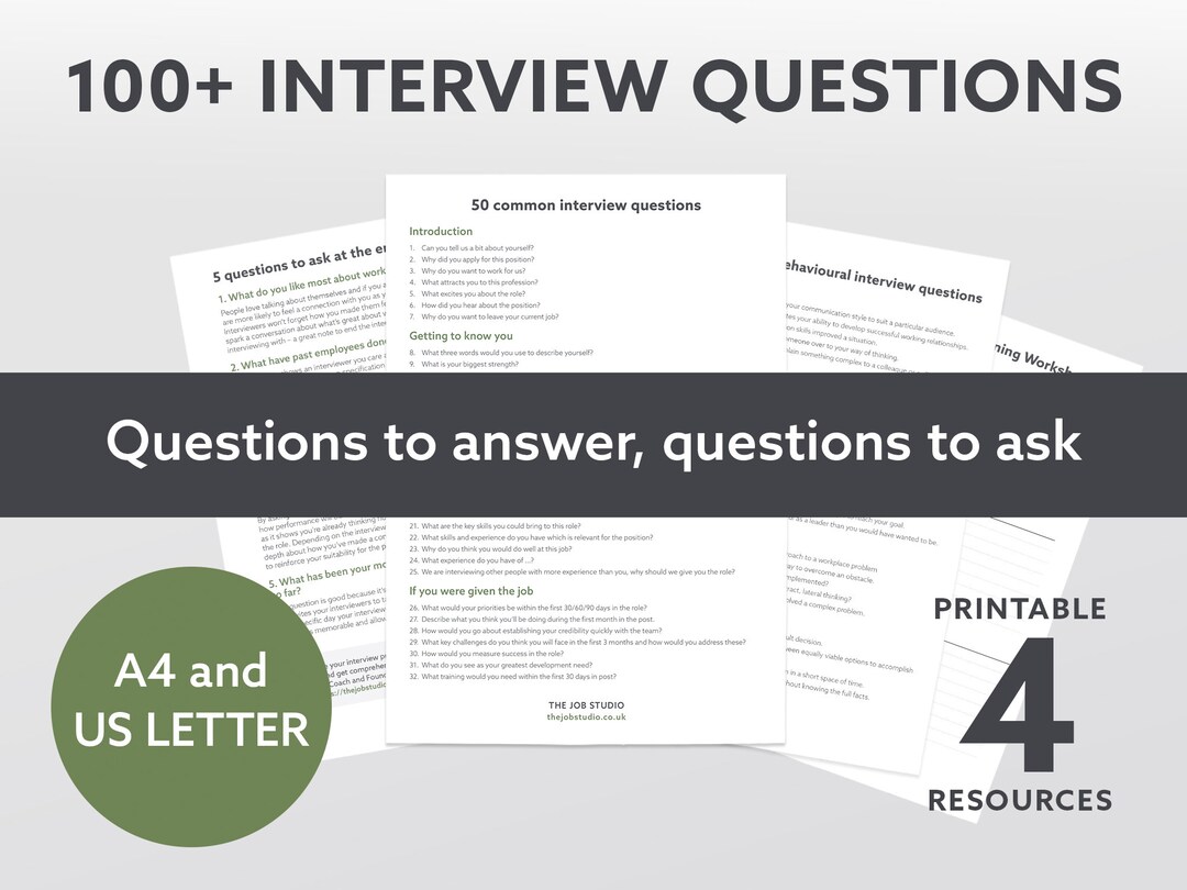 Printable Job Interview Questions Interview Prep Interview Etsy Printable Job Interview Questions Interview Prep Interview Etsy
