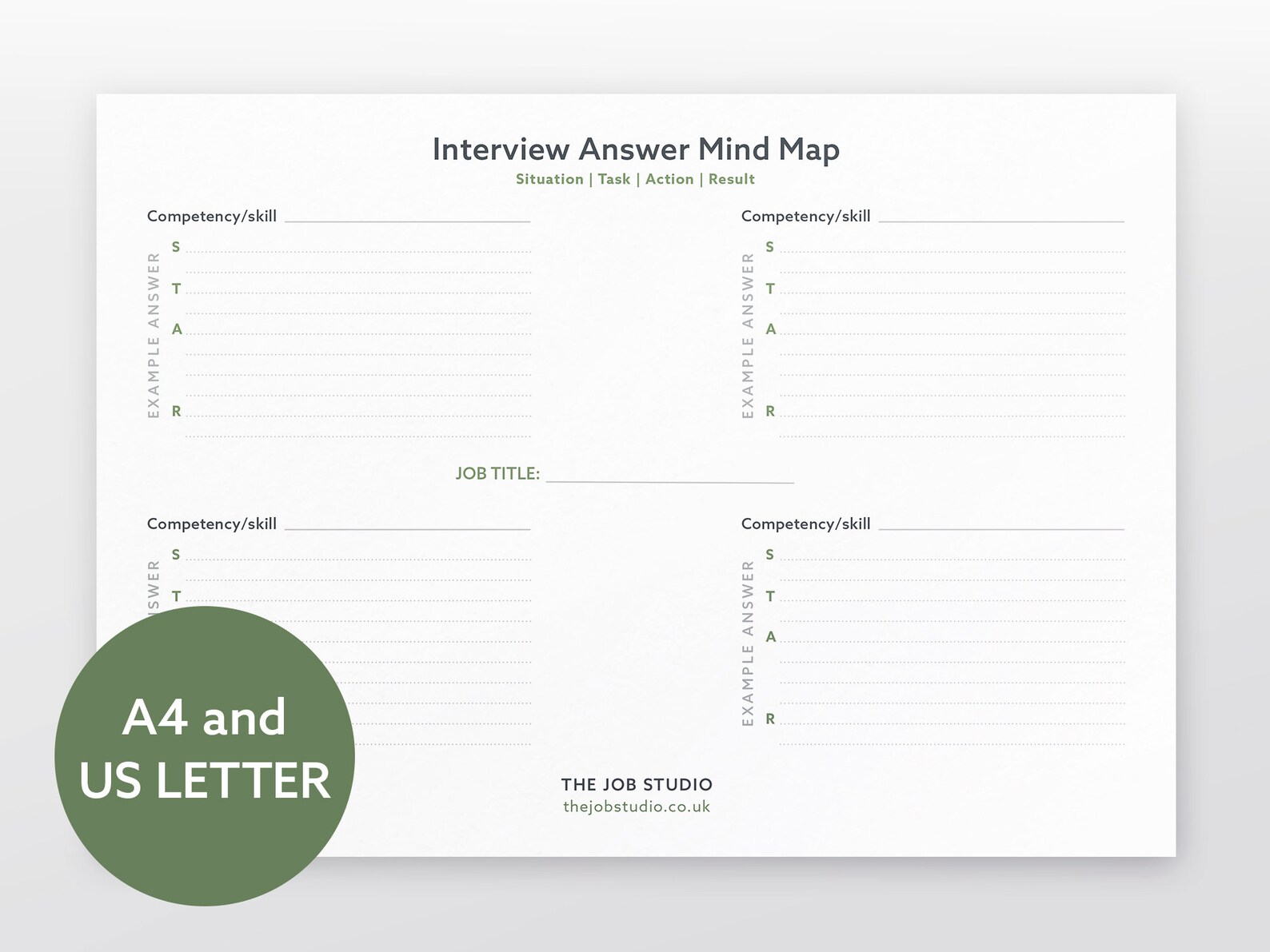 Job Interview Mind Map Printable Brainstorm Interview Prep - Etsy