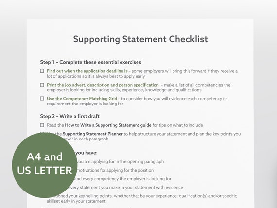 checklist for personal statement