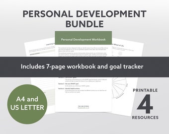 Printable Personal Development Planner, Goal Tracker, Life Coaching, Self Development