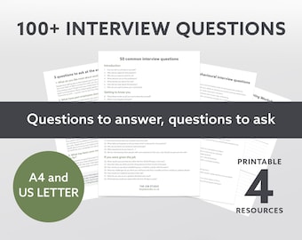 Questions d’entretien d’embauche imprimables, préparation à l’entretien, planificateur d’entretien, recherche d’emploi, guide d’entretien, modèle d’entretien