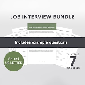 Printable Job Interview Planner, Interview Prep, Interview Questions, Interview Template, Workbook