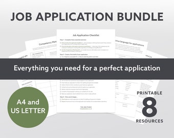 Printable Job Application Bundle - Job Application Tracker, Resume/CV Resources, Career Planner, Professional Development Worksheets