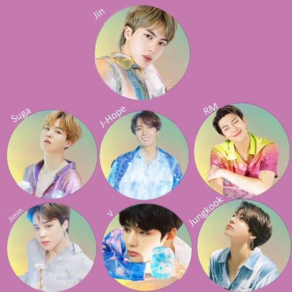 Bts Holographic Pinback Buttons Etsy
