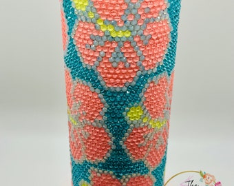 Hibiscus Full Rhinestone 20oz Stainless Steel Tumbler