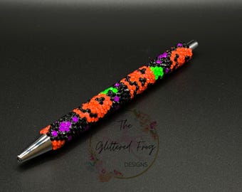 Neon Pumpkin Rhinestone Pen