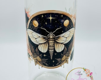 Moth With Flowers 20oz Glass Tumbler
