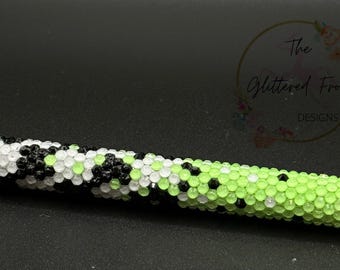 Neon Checkerboard Ombré Rhinestone Pen