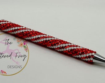 Candy Cane Stripe Rhinestone Pen