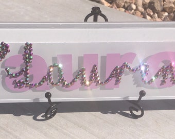 Personalized Name Tile With Rhinestones