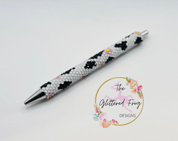 Featured listing image: Cow Print & Daisies Rhinestone Pen