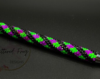 Neon Stripes Rhinestone Pen