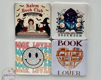 Book Lover Square Magnets 4-Piece Set