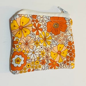 Orange and Yellow Flowers Vintage Print Coin Purse