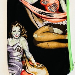 Halloween pinup zombie girls double lined pouch