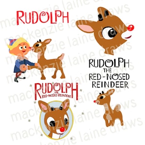 Rudolph The Red Nosed Reindeer SVG, PNG, JPG Bundle of 5 | Cricut, Silhouette, Christmas Cut File