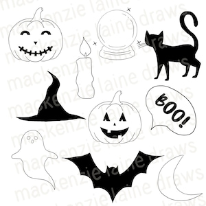 Halloween Black & White SVG, PNG, JPG Bundle of 10! | Cricut, Silhouette, Halloween Cut File