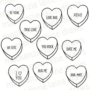 Candy Heart Sayings, SVG, PNG, JPG Bundle of 10! | Cricut, Silhouette, Valentines Day Cut File