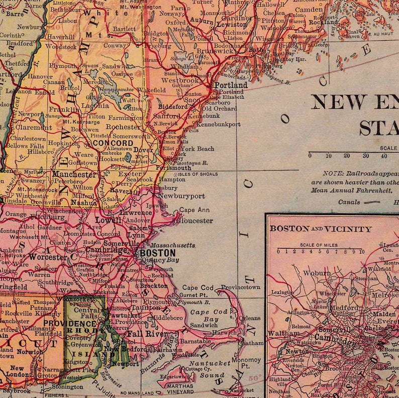 Antique Maps of US States Printable Vintage United States - Etsy