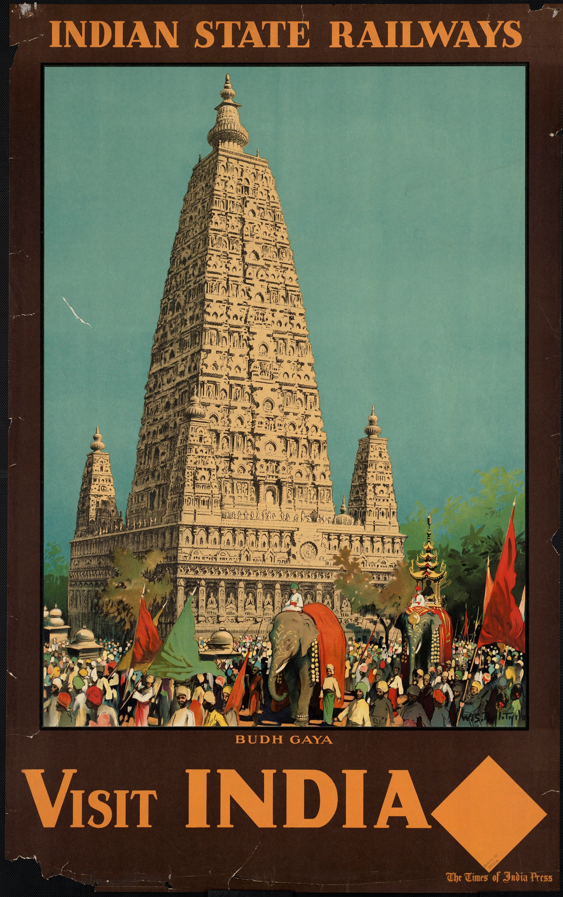 Printable Vintage India Travel Poster circa 1930. Wall Art Etsy
