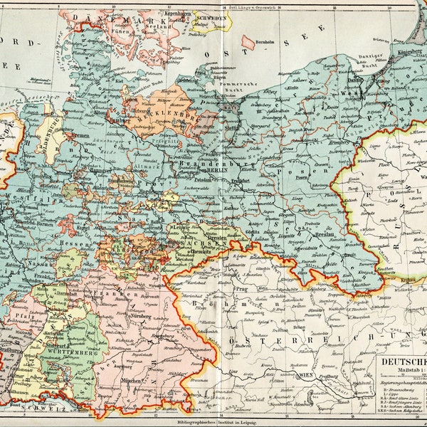 Vintage Germany Map - Etsy