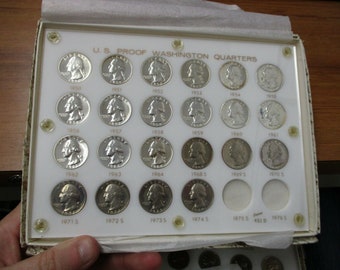 1950-1974 Proof Washington Quarters Set in Capitol Holder (CH/GEM PROOFS)