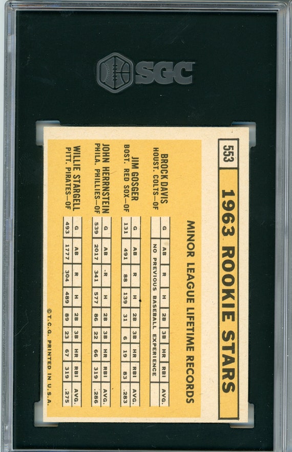 1963 Topps Willie Stargell #553 (RC) SGC 4.5 (tough Card) - Etsy