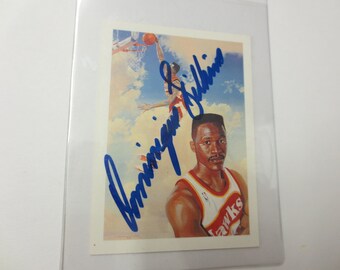 1990 NBA Hoops Dominique Wilkins #355 Autographed Trading Card