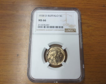 1 - 1938-D Buffalo Nickel NGC MS66 (From Original Roll)