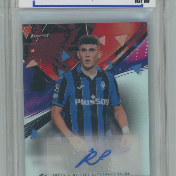 2022 Topps Finest Uefa Champions League Soccer Roberto Piccoli (Atalanta B.C.) Autographed  Insert Card Gem Mint 10