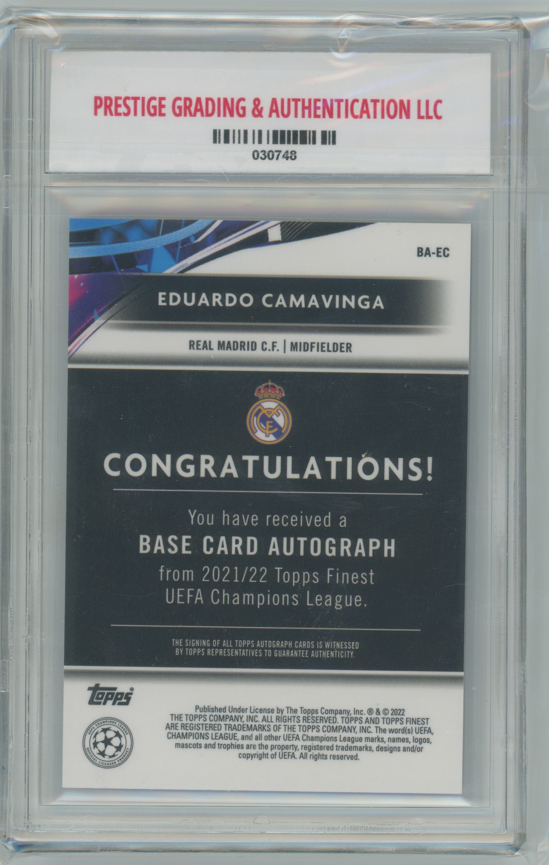 その他 Topps CAMAVINGA / DAVID ALABA Dual Auto 2022 Topps Finest Uefa Champions League Soccer Eduardo