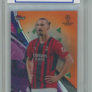 2022 Topps Finest Uefa Champions League Soccer Orange Refractor SP #15/25 Zlatan Ibrahimovic #37 (AC Milan) Gem Mint 10