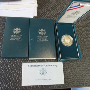 1990 Dwight Eisenhower Centennial Commemorative PROOF Silver Dollar w/ Box & COA image 1