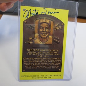 MONTE IRVIN Autographed HOF Plaque Postcard (Deceased)