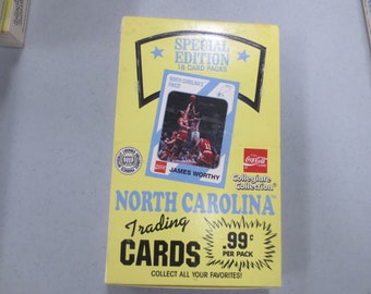 north carolina trading cards first edition 1989 First Ed. North Carolina Basketball College Cards Box Michael Jordan NEW