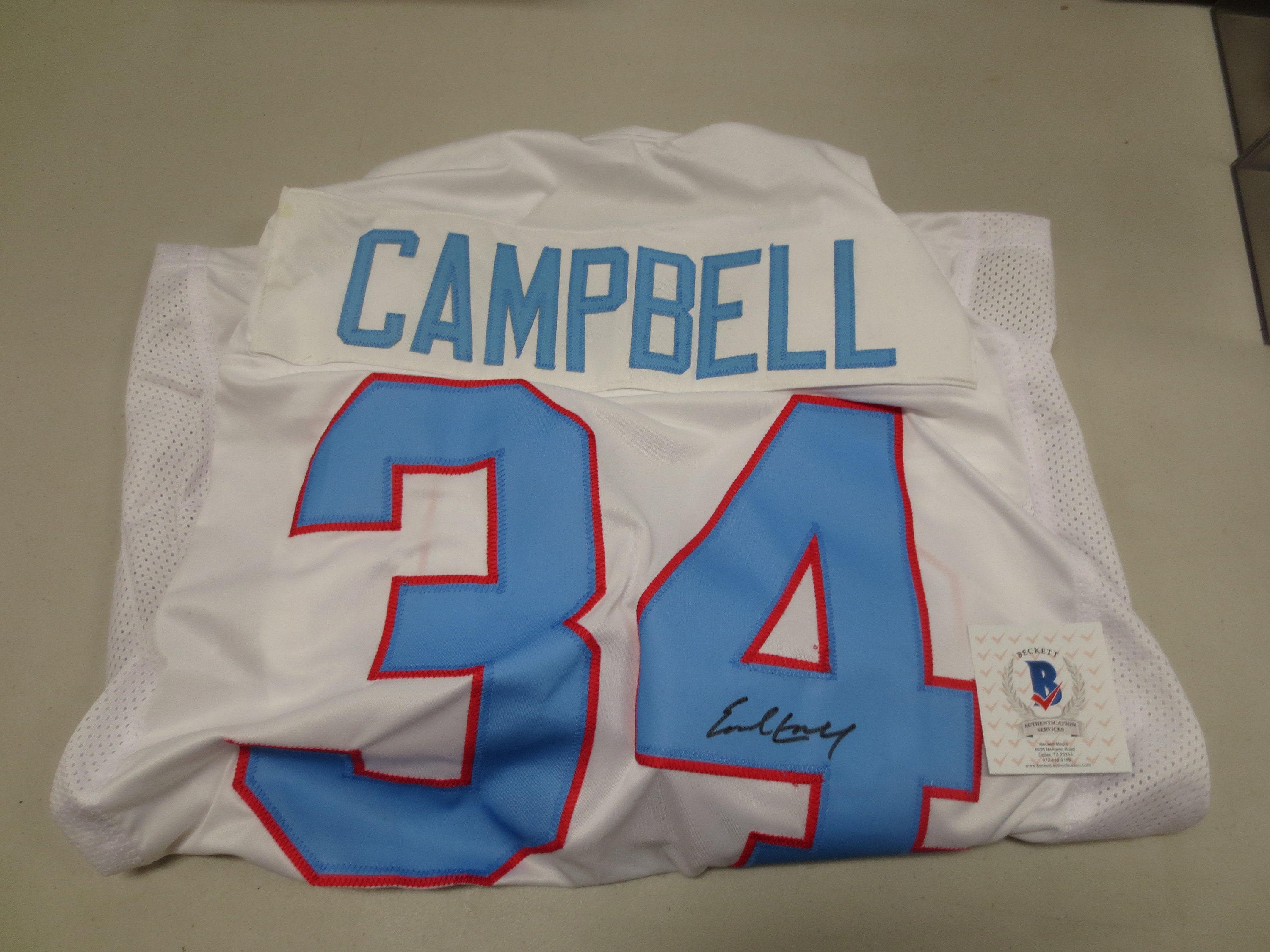 Earl Campbell Framed Signed Jersey Beckett Autographed Houston Oilers
