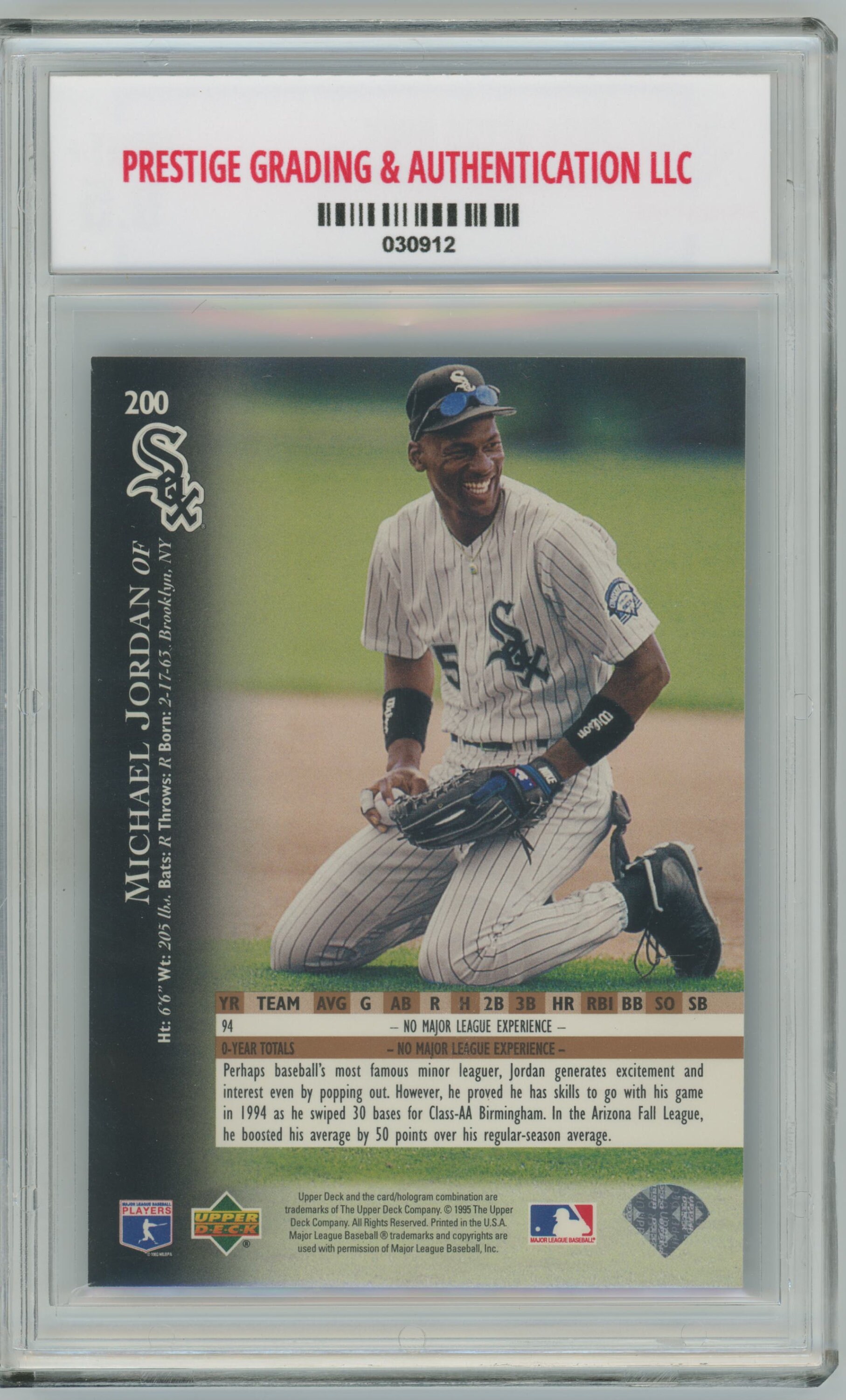 1995 Upper Deck Baseball MICHAEL JORDAN #200 Graded Mint+