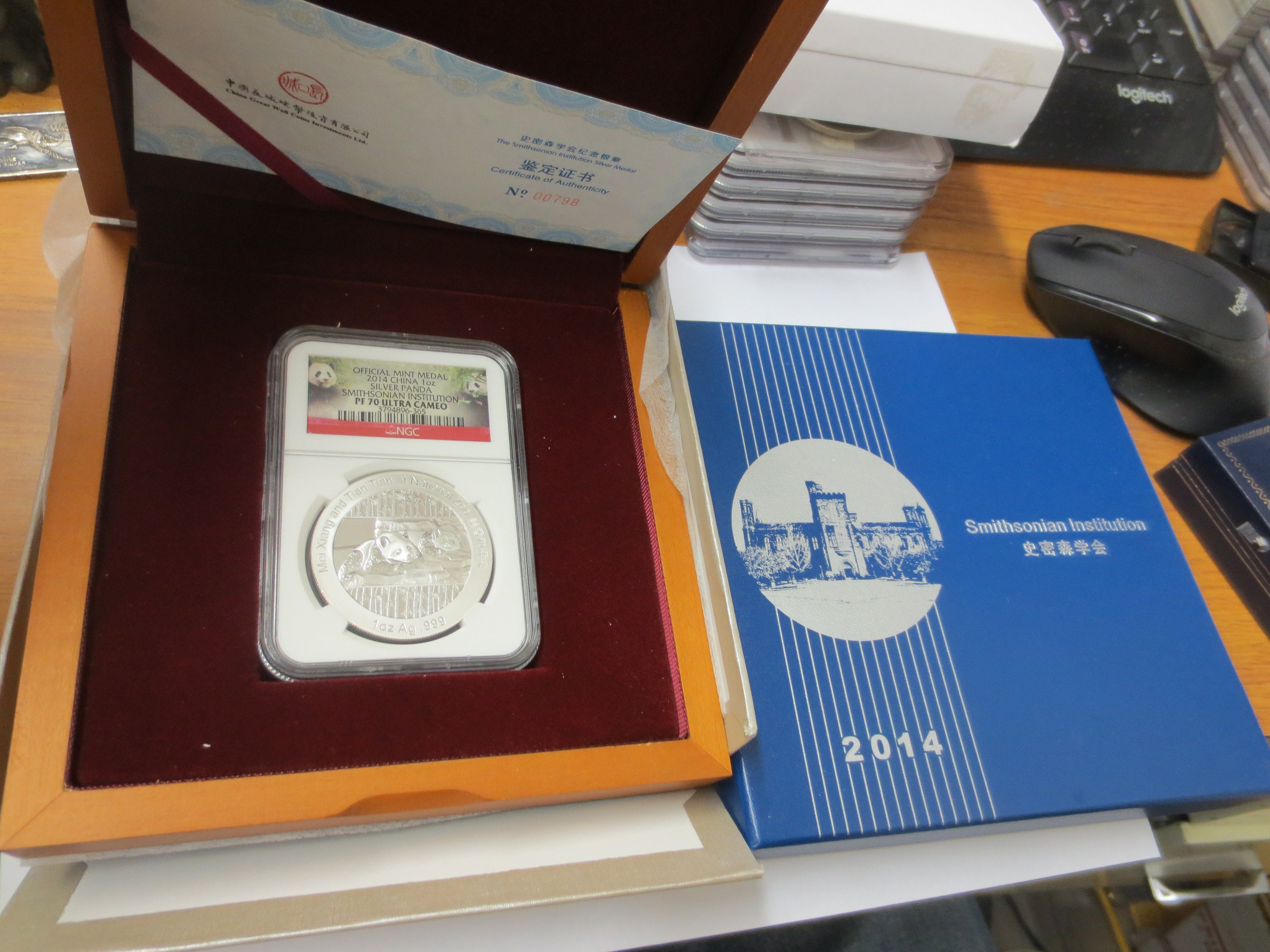 【超希少・未開封】安田銀行 日本貯蓄銀行50枚（25円分）ロール 2 2014 China 1 Oz Silver Panda Smithsonian Institution NGC PF70