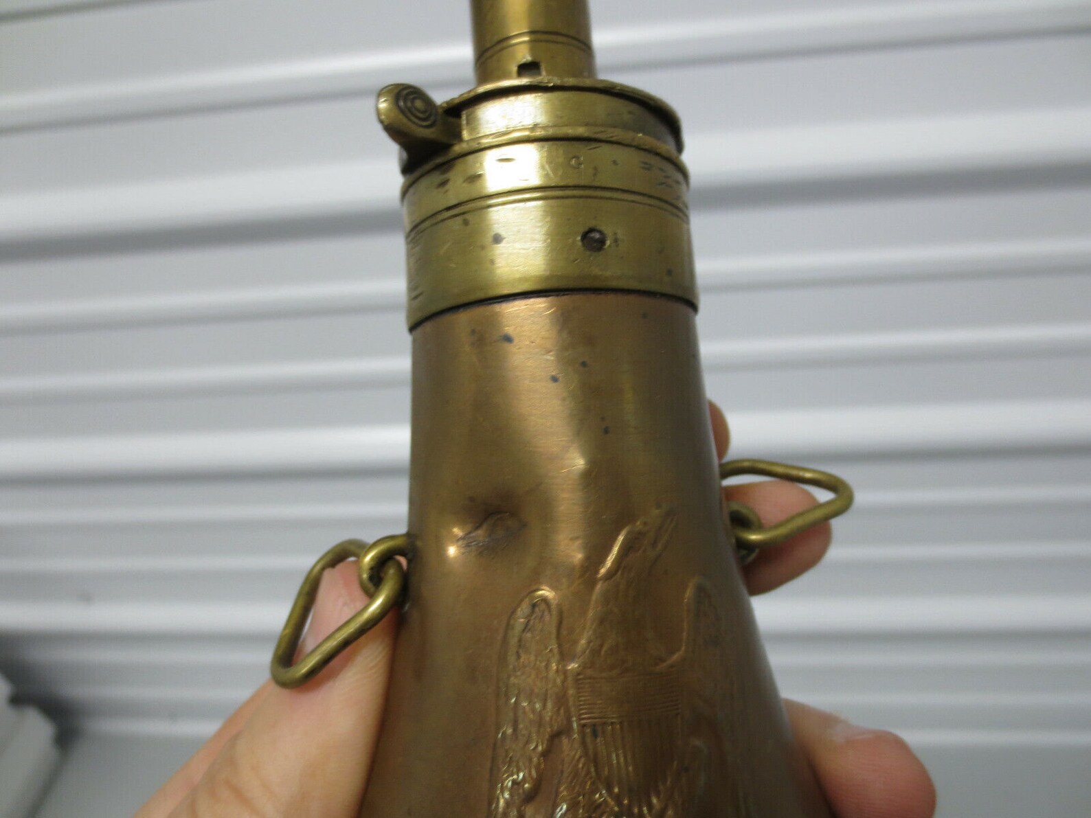 Powder Shot Flask Original Civil War Model 1849 Powder/shot Flask, Markings: BATTY 1849 K ...