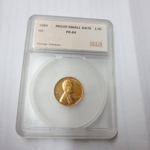 1960 Proof (Small Date) Lincoln Cent SEGS PR64 RED