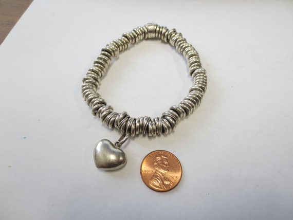 London Links Sterling Silver Sweetie Stretch Bracelet W Heart Etsy Australia