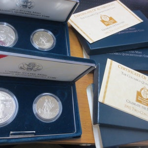 1 1992 Columbus Quincentenary Proof 2-Coin Commemorative Set w/ Box and COA image 4