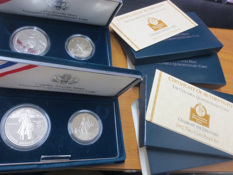 1 1992 Columbus Quincentenary Proof 2-Coin Commemorative Set w/ Box and COA image 4