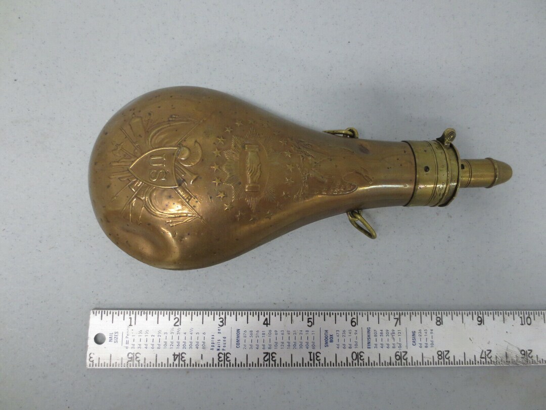 Powder Shot Flask Original Civil War Model 1849 Powder/shot Flask, Markings: BATTY 1849 K ...