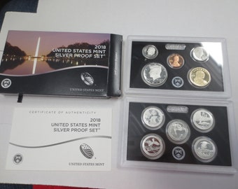 1 - 2018 United States Mint Silver Proof Set w/ Box & COA