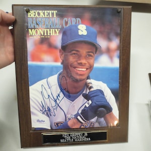 Ken Griffey Jr Autographed Beckett Cover Mounted on Plaque (Early Autograph)