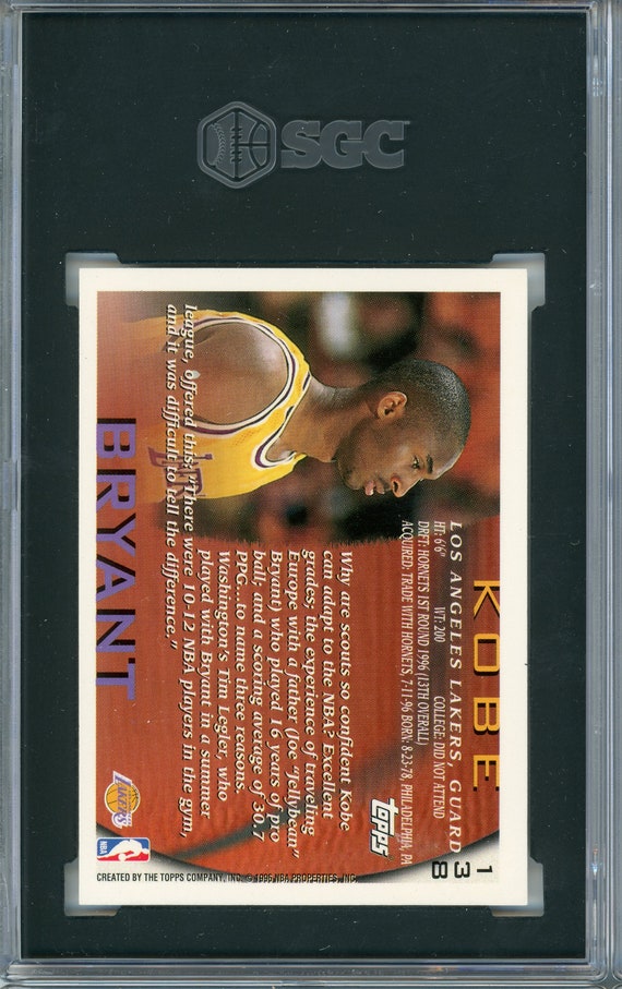 1996-97 Topps Kobe Bryant #138 (RC) SGC 7.5 - Etsy 日本