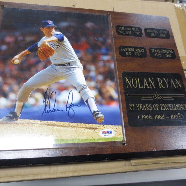 Nolan Ryan Autographed 8x10 Photo Mounted on Plaque PSA/DNA Cert