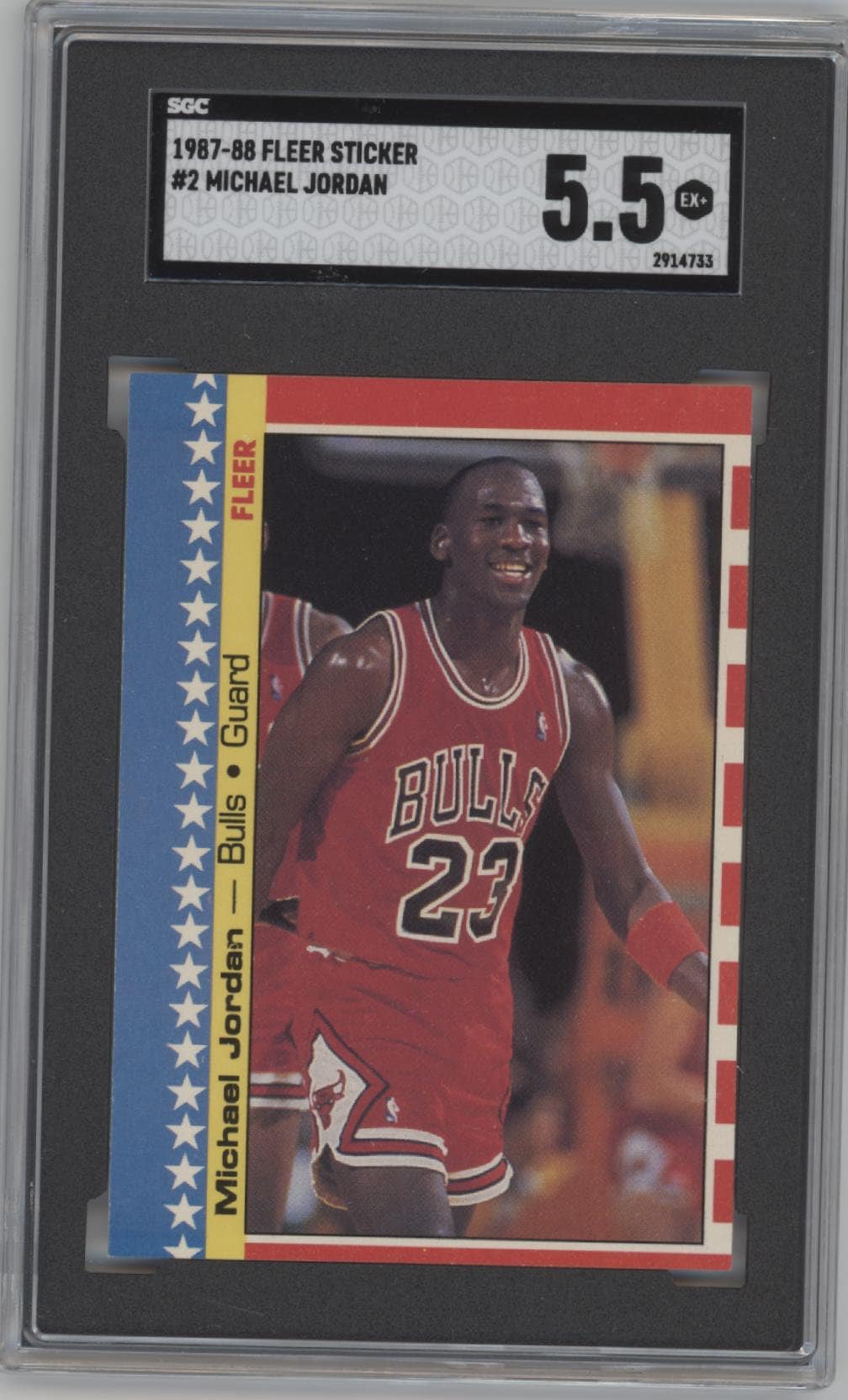 1987-88 Fleer Sticker Michael Jordan #2 SGC 5.5 (Undergraded)