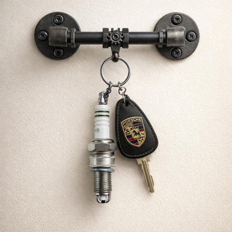 Handgjord tändstiftsnyckelring - Återvunna bildelar - Bilnyckelring bild 1